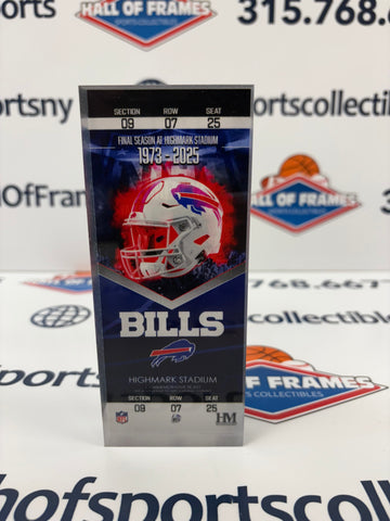 Buffalo Bills 2025 Final Season Schedule 3D Ticket Acrylic Block Art