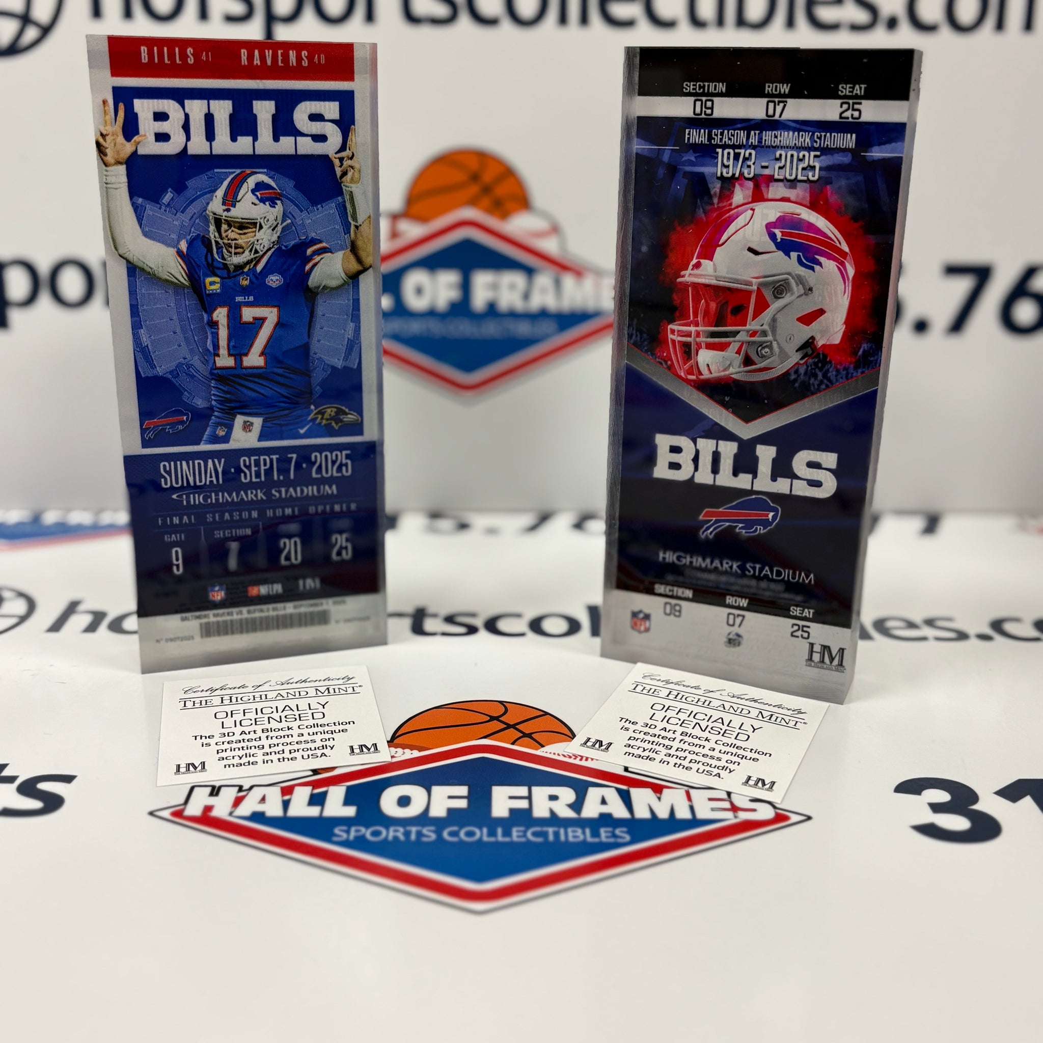 Buffalo Bills 2025 Week 1 & Season Commemorative Acrylic Ticket Block Set