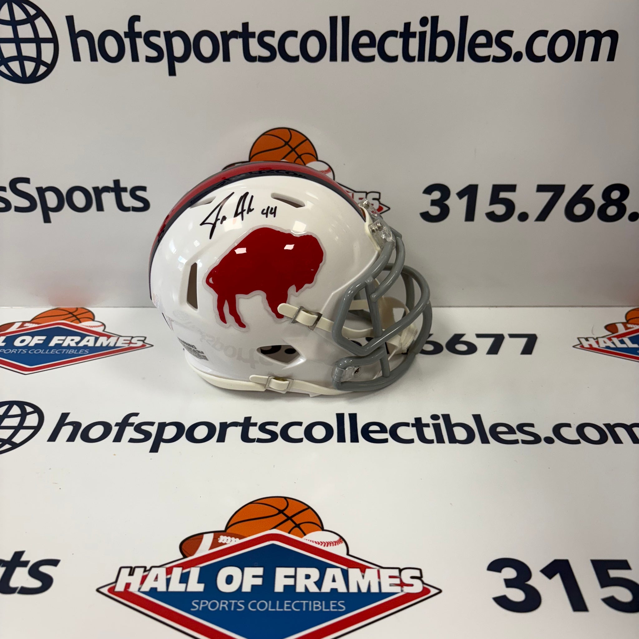JOE ANDREESSEN SIGNED BUFFALO BILLS THROWBACK MINI HELMET - BECKETT COA