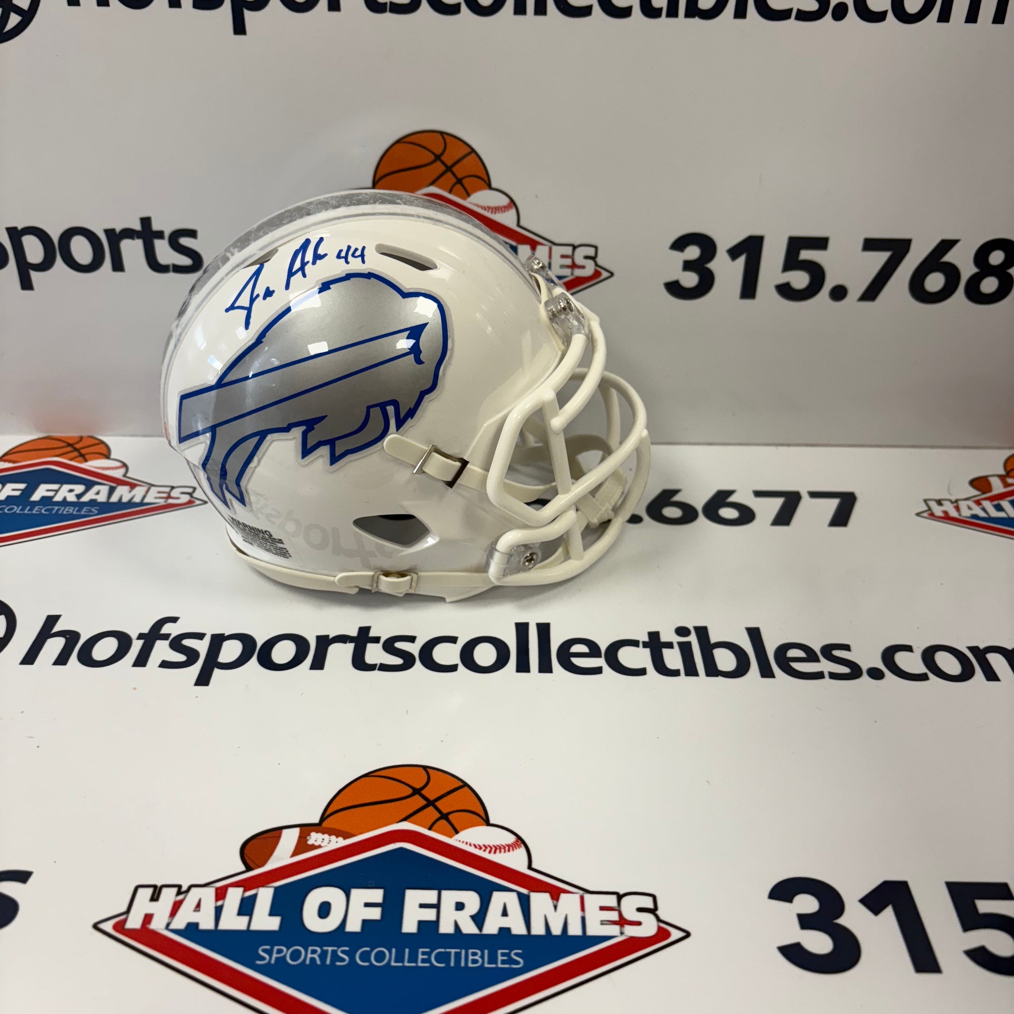 JOE ANDREESSEN SIGNED BUFFALO BILLS RIVALRY MINI HELMET - BECKETT COA