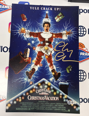 CHEVY CHASE SIGNED 11X17 CHRISTMAS VACATION MOVIE POSTER - BECKETT COA