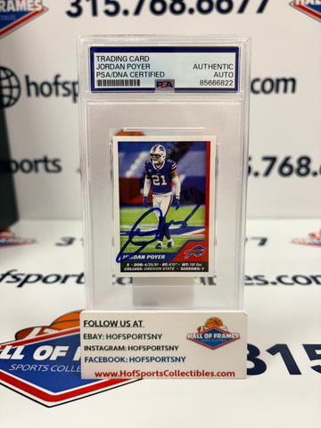 JORDAN POYER SIGNED 2021 PANINI STICKER PSA SLABBED