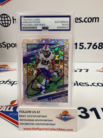 JORDAN POYER SIGNED 2021 DONRUSS FOIL CHECKER BOARD PSA SLABBED