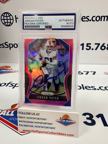 JORDAN POYER SIGNED 2019 PINK PRIZM PSA SLABBED