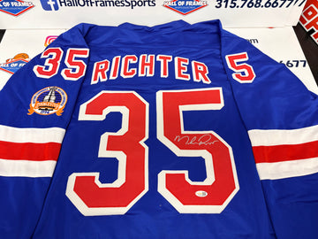 MIKE RICHTER SIGNED RANGERS BLUE STANLEY CUP CUSTOM JERSEY - JSA COA