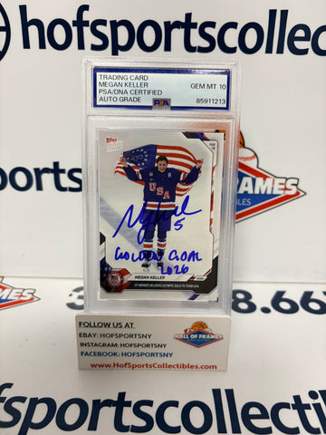 MEGAN KELLER SIGNED 2026 TOPPS NOW OLYMPIC CARD #15 GOLDEN GOAL PSA AUTO 10
