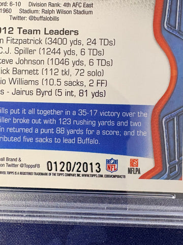KYLE WILLIAMS 2013 TOPPS BUFFALO BILLS CARD GOLD #2013 PSA