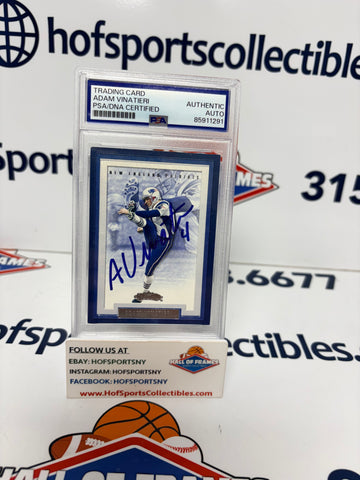ADAM VINATIERI SIGNED 2002 FLEER SHOWCASE CARD #91 PSA SLAB
