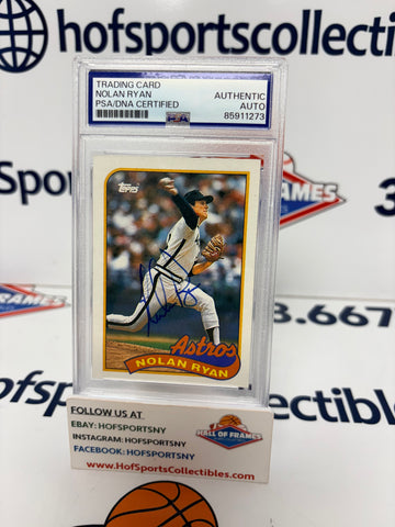 NOLAN RYAN SIGNED 1989 TOPPS CARD #530 PSA SLAB
