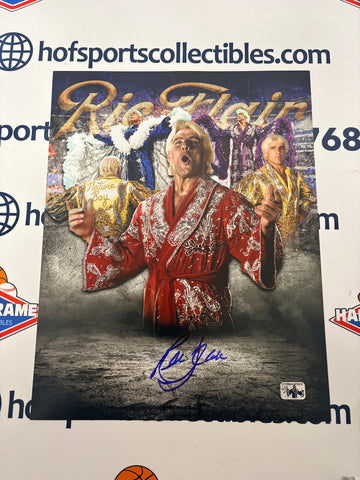 RIC FLAIR SIGNED WWE / WCW 11X14 PHOTO - FITERMAN HOLOGRAM