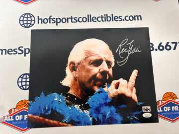 RIC FLAIR SIGNED WWE / WCW 11X14 PHOTO - FITERMAN HOLOGRAM & JSA