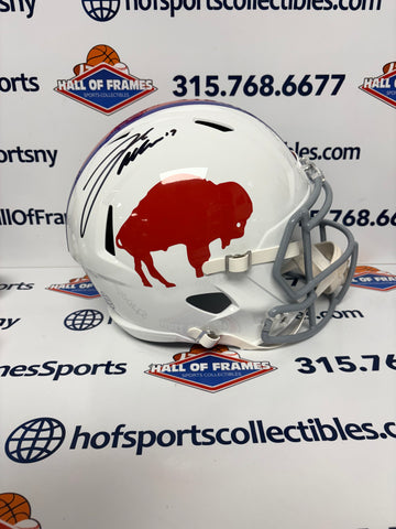 JOSH ALLEN SIGNED FULL SIZE REPLICA THROWBACK SPEED BILLS HELMET BECKETT