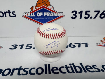 CARSEN BENGE / AJ EWING SIGNED MLB BASEBALL - NY METS - BECKETT COA