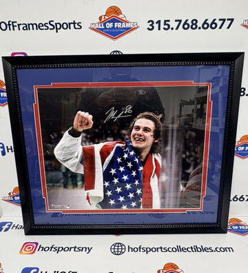 Jack Hughes Autographed Team USA Olympic Gold FRAMED 16x20 Photo Fanatics