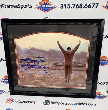 SYLVESTER STALLONE SIGNED FRAMED ROCKY "STAIRS" 16X20 PHOTO BECKETT COA