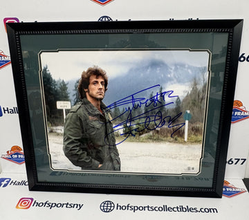 SYLVESTER STALLONE SIGNED RAMBO FRAMED 16X20 PHOTO BECKETT COA
