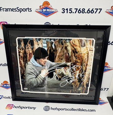 SYLVESTER STALLONE SIGNED FRAMED ROCKY "MEAT LOCKER" 16X20 PHOTO BECKETT COA