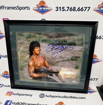 SYLVESTER STALLONE SIGNED FRAMED RAMBO ll 16X20 PHOTO BECKETT COA