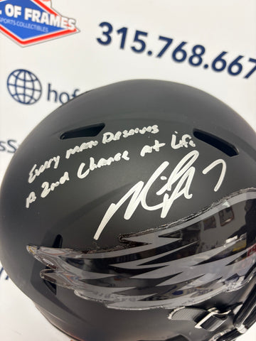 MICHAEL VICK SIGNED FULL SIZE REPLICA EAGLES ECLIPSE HELMET AMAZING INSCRIPTION