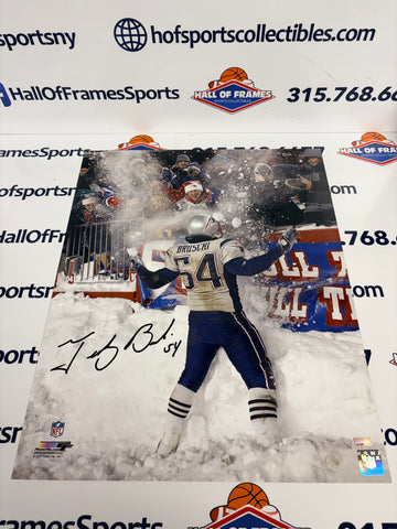TEDY BRUSCHI SIGNED PATRIOTS SNOW CELEBRATION 16X20 PHOTO - JSA COA