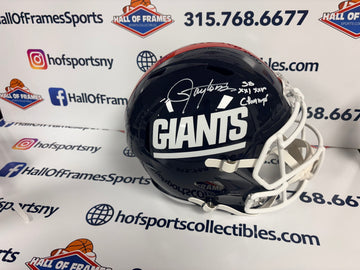 LAWRENCE TAYLOR SIGNED GIANTS FS REPLICA HELMET INSC SB CHAMPS  - JSA