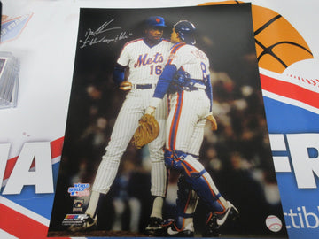 DWIGHT DOC GOODEN SIGNED METS WITH CARTER INSC "I BLEED ORANGE & BLUE" 16X20