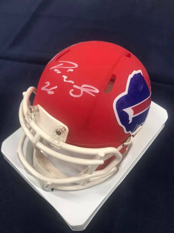 DEVIN SINGLETARY Buffalo Bills Red Amp Mini Helmet HOF COA