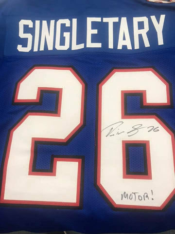 DEVIN SINGLETARY Buffalo Bills Blue Custom Jersey Inscribed Motor