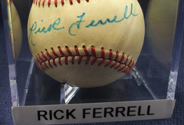 RICK FERRELL SIGNED BASEBALL YANKEES - HOF COA