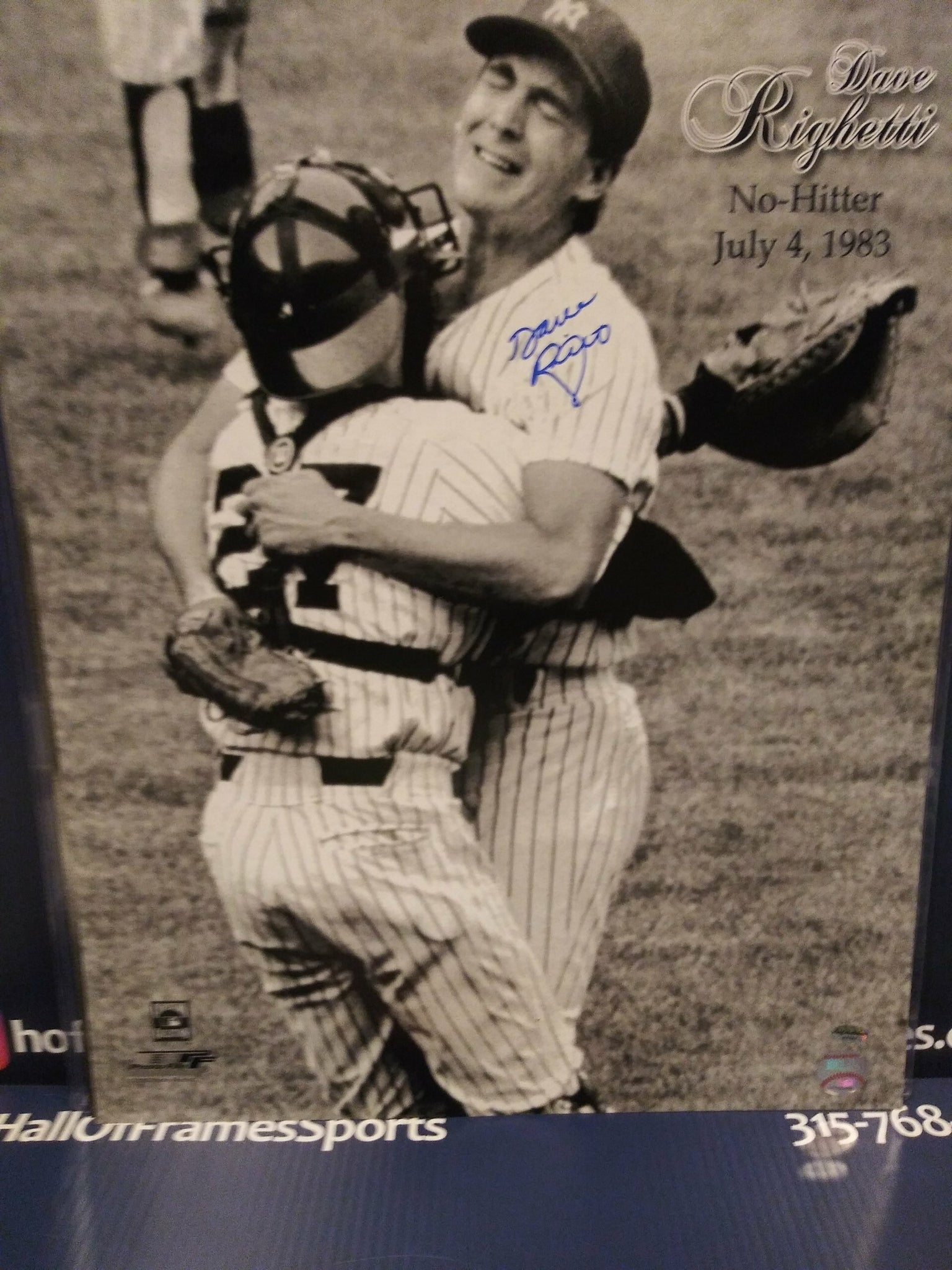 DAVE RIGHETTI NY YANKEES SIGNED 16X20 NO HITTER GAME - JSA COA