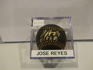 JOSE REYES METS SIGNED MLB BLACK BALL INSCRIBED #LFGM