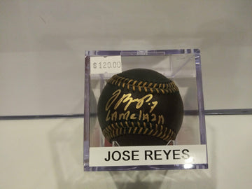 JOSE REYES METS SIGNED MLB BLACK BALL INSCRIBED LA MELAZA