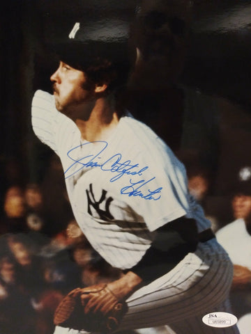 JIM CATFISH HUNTER YANKEES SIGNED 8X10 - JSA COA