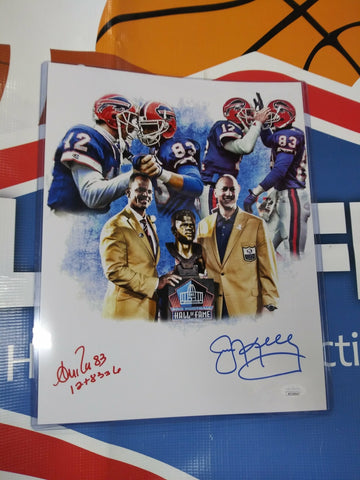 JIM KELLY / ANDRE REED SIGNED 11X14 BILLS  - INSCRIBED 12 + 83 = 6 JSA COA