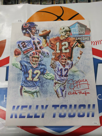 JIM KELLY SIGNED CAREER 16X20 BILLS CUSTOM CANVAS - INSCRIBED BILLS MAFIA JSA COA