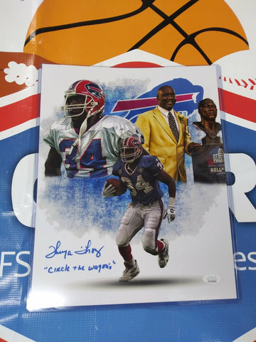 THURMAN THOMAS SIGNED 11X14 BILLS PHOTO  - INSCRIBED CIRCLE THE WAGONS JSA COA