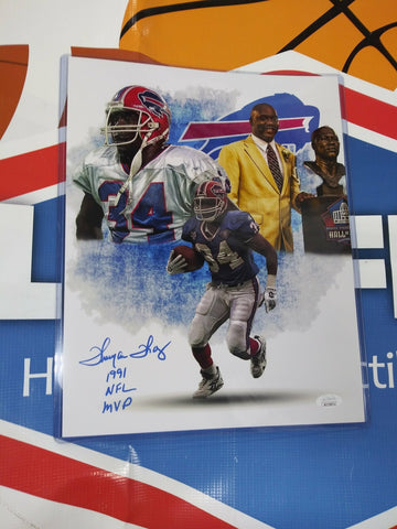 THURMAN THOMAS SIGNED 11X14 BILLS PHOTO  - INSCRIBED 1991 NFL MVP JSA COA