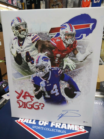 STEFON DIGGS SIGNED BUFFALO BILLS 16x20 MOUNTED CANVAS - BECKETT COA