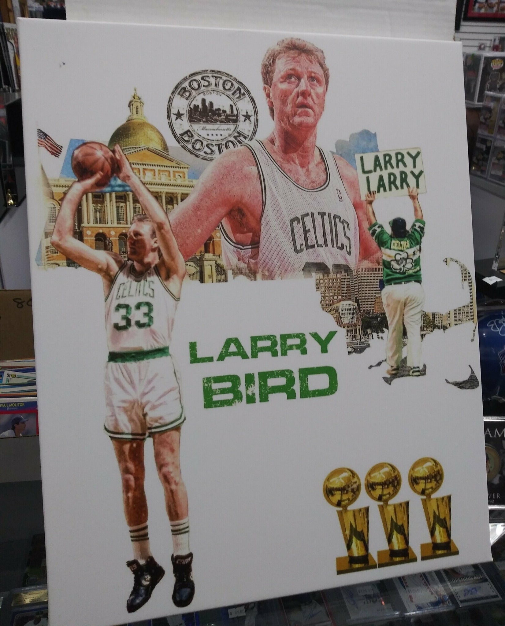 LARRY BIRD CELTICS 16X20 CUSTOM CANVAS PRINT - READY TO HANG