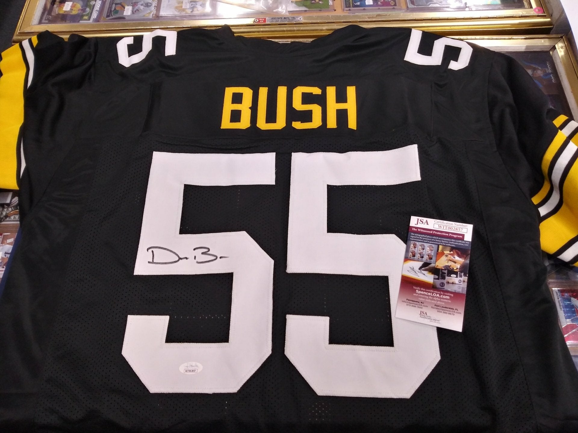 DEVIN BUSH STEELERS BLACK CUSTOM SIGNED JERSEY - JSA COA