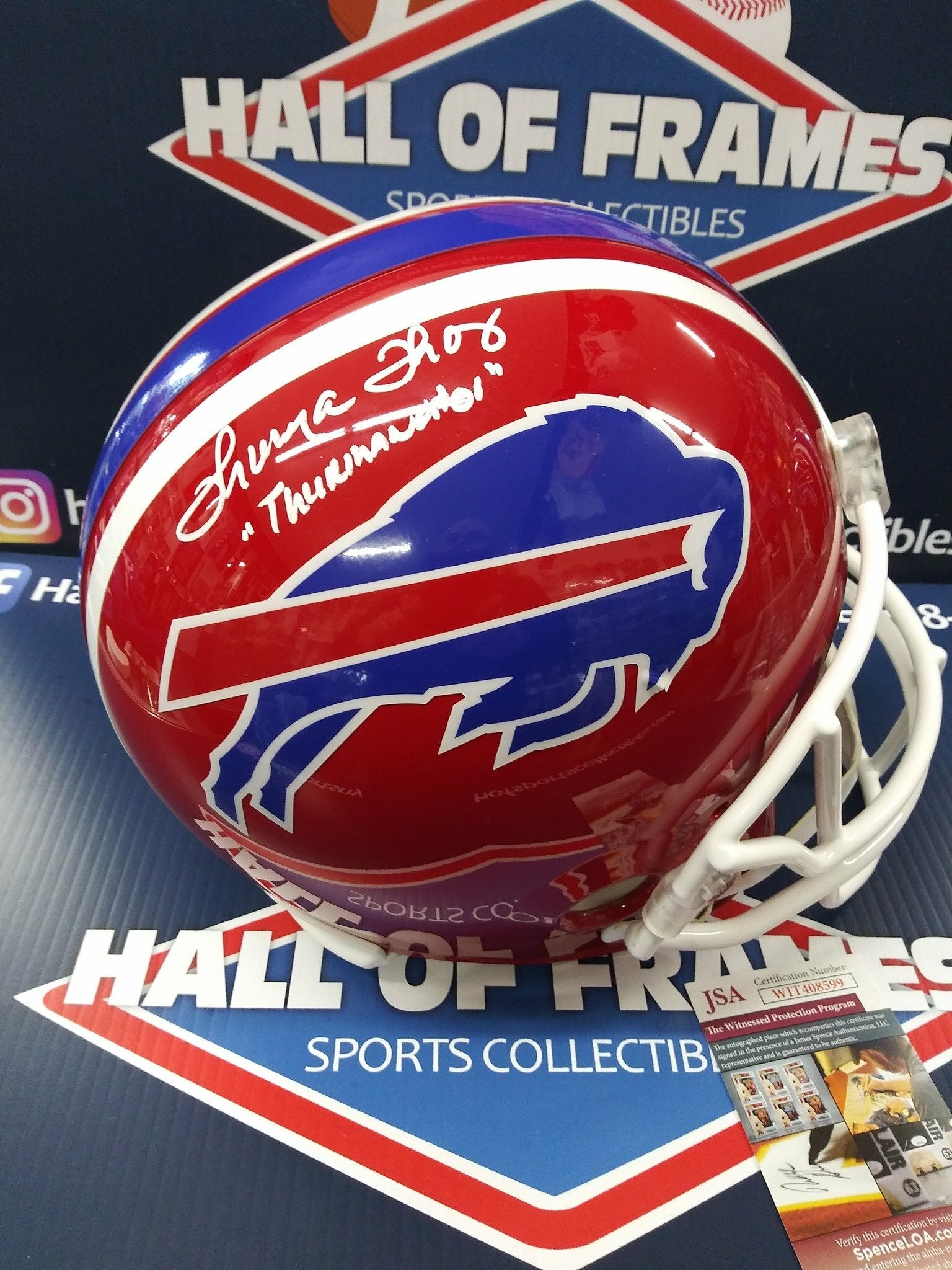 THURMAN THOMAS SIGNED FS REPLICA BILLS HELMET INSC. THURMANATOR - JSA COA