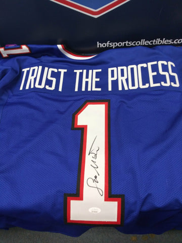 Sean McDermott Signed Bills BLUE Custom  TRUST THE PROCESS Jersey