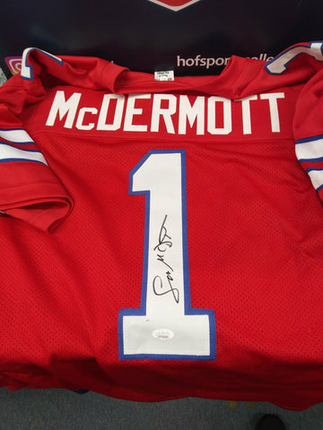 Sean McDermott Signed Bills Red Custom Jersey - JSA COA