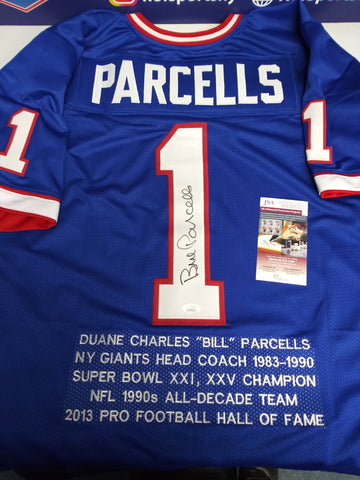 BILL PARCELLS SIGNED GIANTS CUSTOM STAT JERSEY - JSA COA