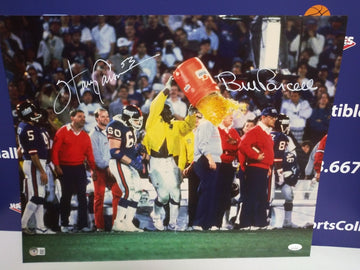 BILL PARCELLS HARRY CARSON SIGNED NY GIANTS SUPER BOWL 16X20 - JSA COA