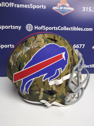 BRUCE SMITH SIGNED BUFFALO BILLS CAMO FS REPLICA HELMET - JSA COA