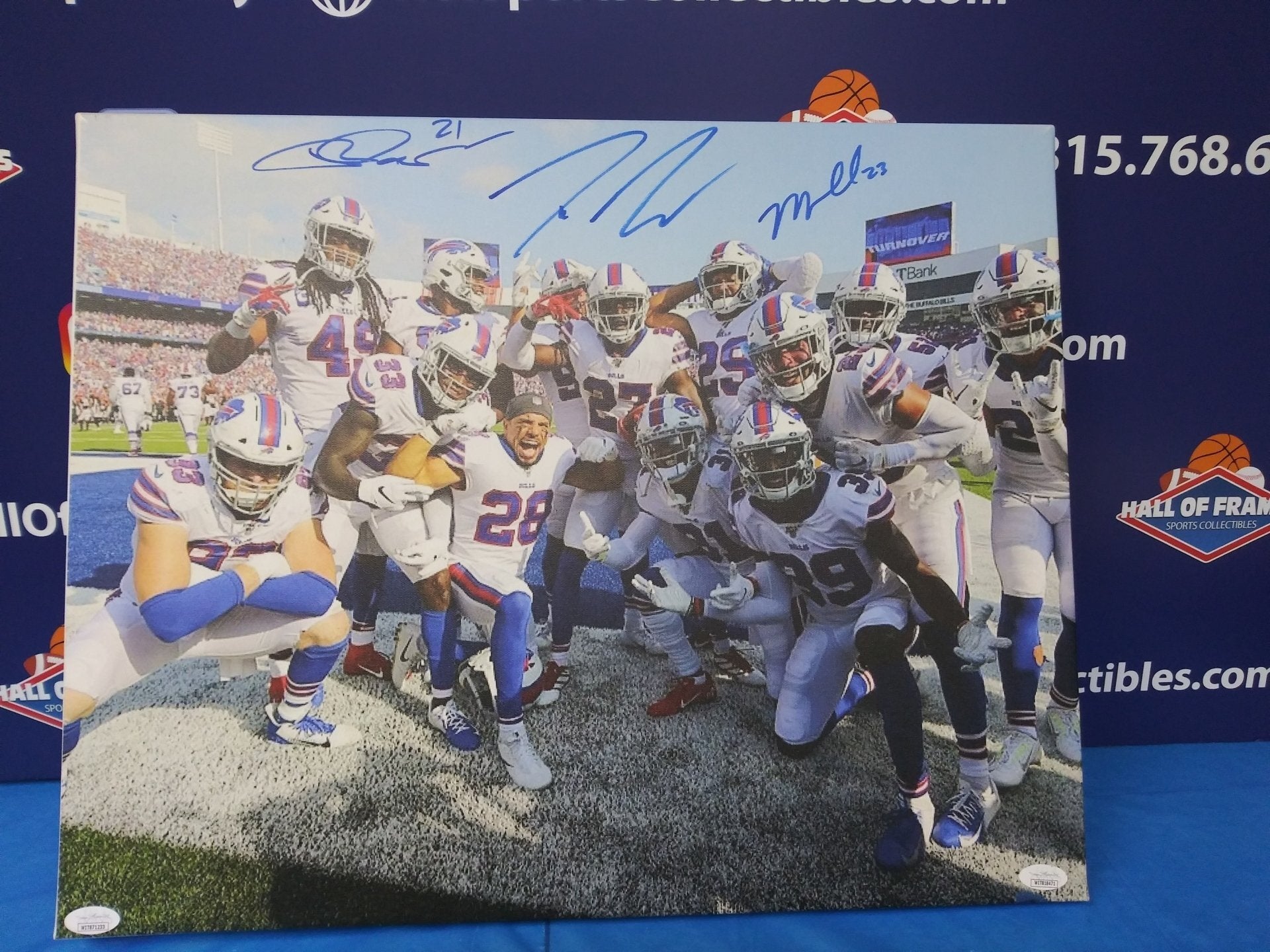 TRE’DAVIOUS WHITE - POYER - HYDE - SIGNED BILLS  16X20 CANVAS  - JSA COA