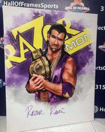 RAZOR RAMON / SCOTT HALL SIGNED CUSTOM 16X20 CANVAS - NWO - WWE - WCW - JSA COA