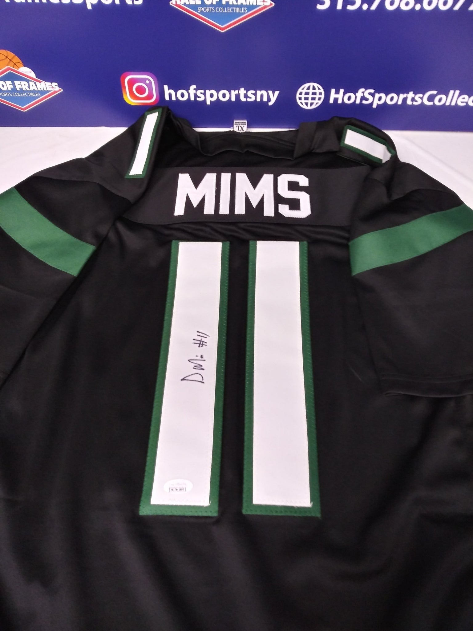 DENZEL MIMS SIGNED JETS CUSTOM BLACK JERSEY - JSA COA