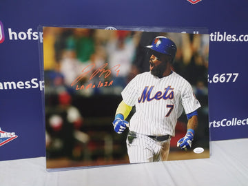 JOSE REYES SIGNED METS 11X14 INSC. LA MELAZA - JSA COA